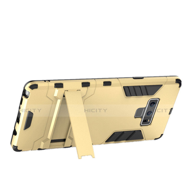 Cover Silicone e Plastica Opaca con Supporto per Samsung Galaxy Note 9 Oro