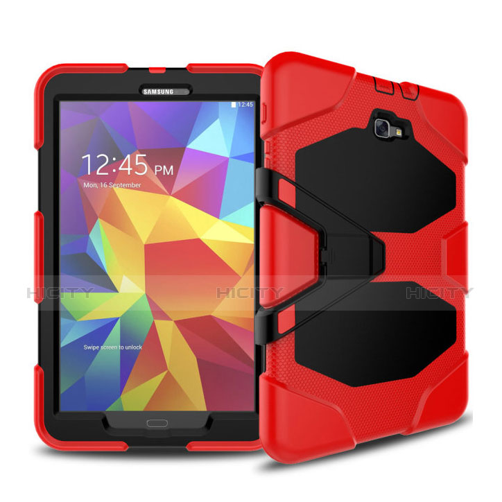 Cover Silicone e Plastica Opaca con Supporto per Samsung Galaxy Tab A6 10.1 SM-T580 SM-T585 Rosso