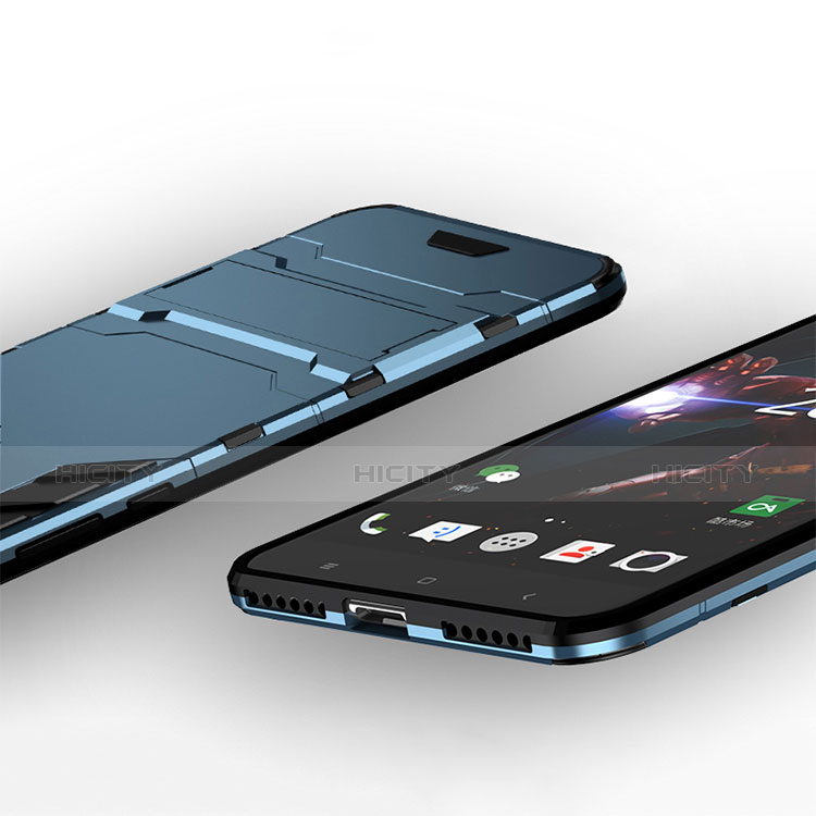 Cover Silicone e Plastica Opaca con Supporto per Xiaomi Redmi Note 5A Pro Blu