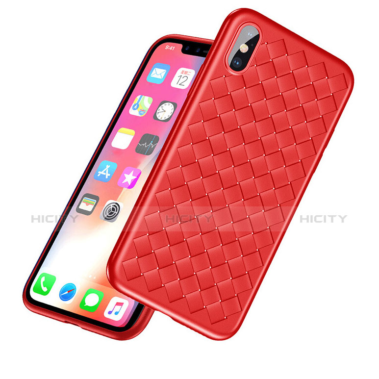 Cover Silicone Morbida In Pelle per Apple iPhone Xs Max Rosso