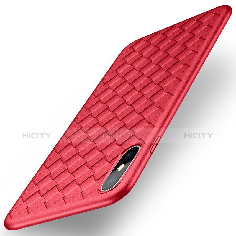 Cover Silicone Morbida In Pelle per Apple iPhone Xs Rosso