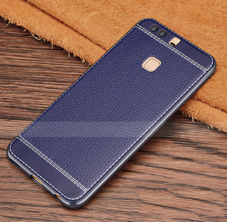 Cover Silicone Morbida In Pelle per Huawei P9 Blu