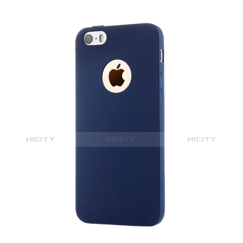Cover Silicone Morbida Lucido con Foro per Apple iPhone 5 Blu