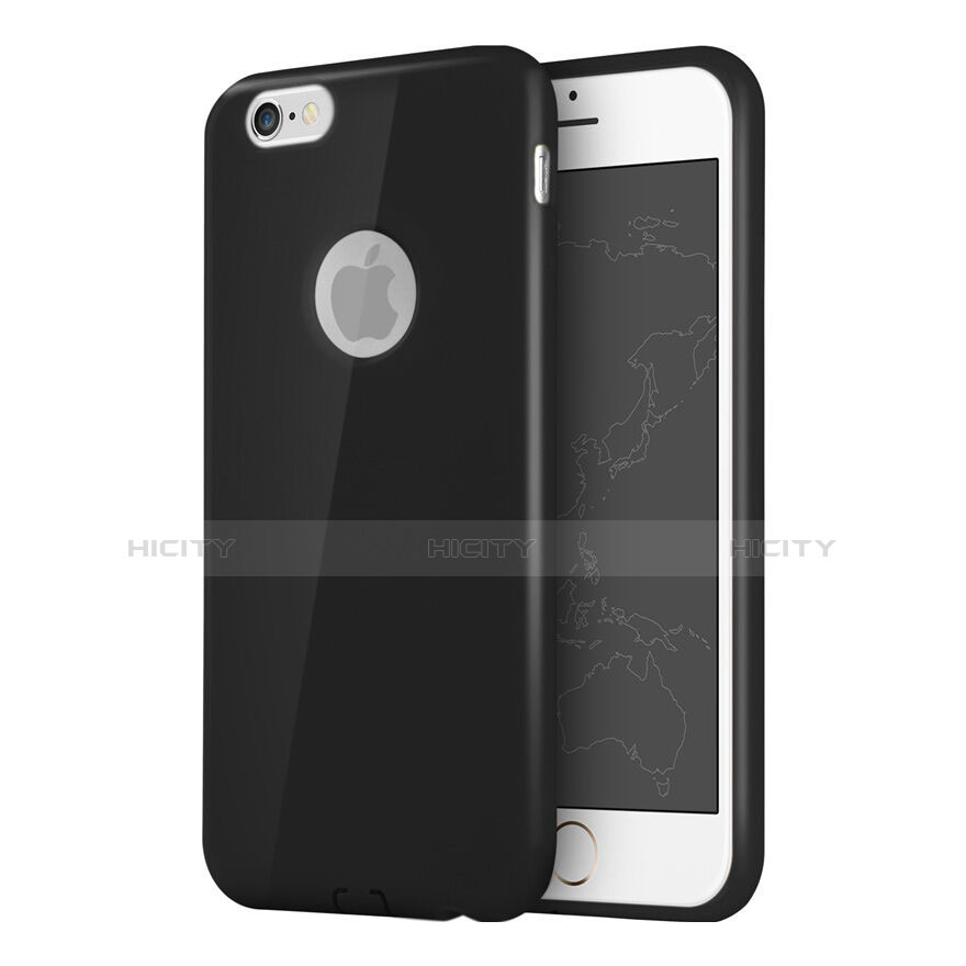 Cover Silicone Morbida Lucido con Foro per Apple iPhone 6 Nero