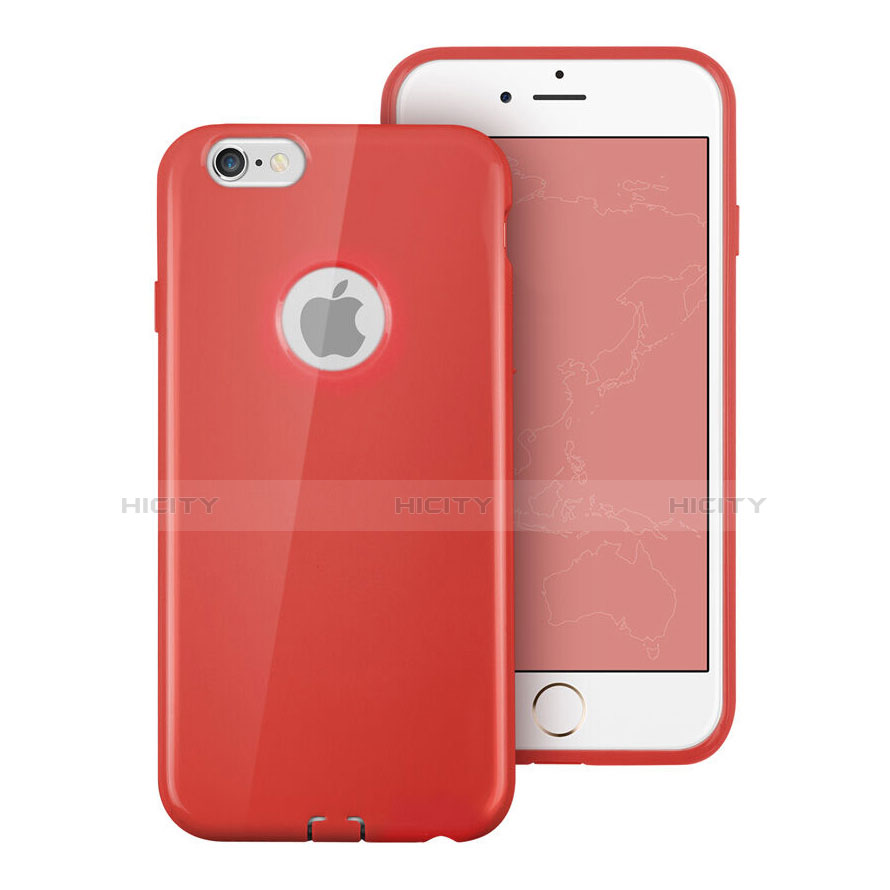 Cover Silicone Morbida Lucido con Foro per Apple iPhone 6 Rosso