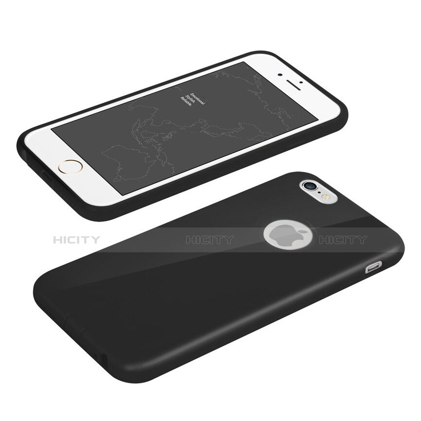 Cover Silicone Morbida Lucido con Foro per Apple iPhone 6S Plus Nero