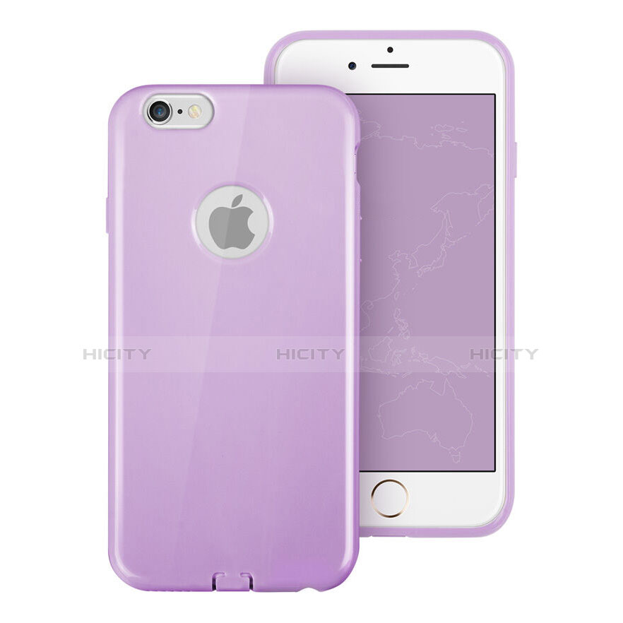 Cover Silicone Morbida Lucido con Foro per Apple iPhone 6S Viola