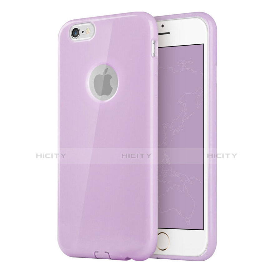 Cover Silicone Morbida Lucido con Foro per Apple iPhone 6S Viola