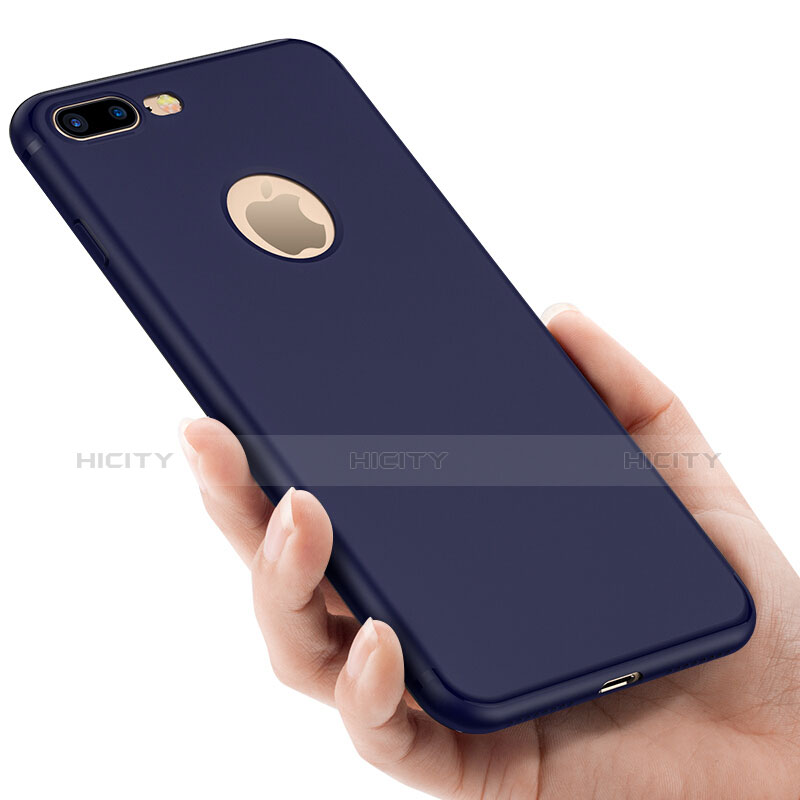 Cover Silicone Morbida Lucido con Foro per Apple iPhone 7 Plus Blu