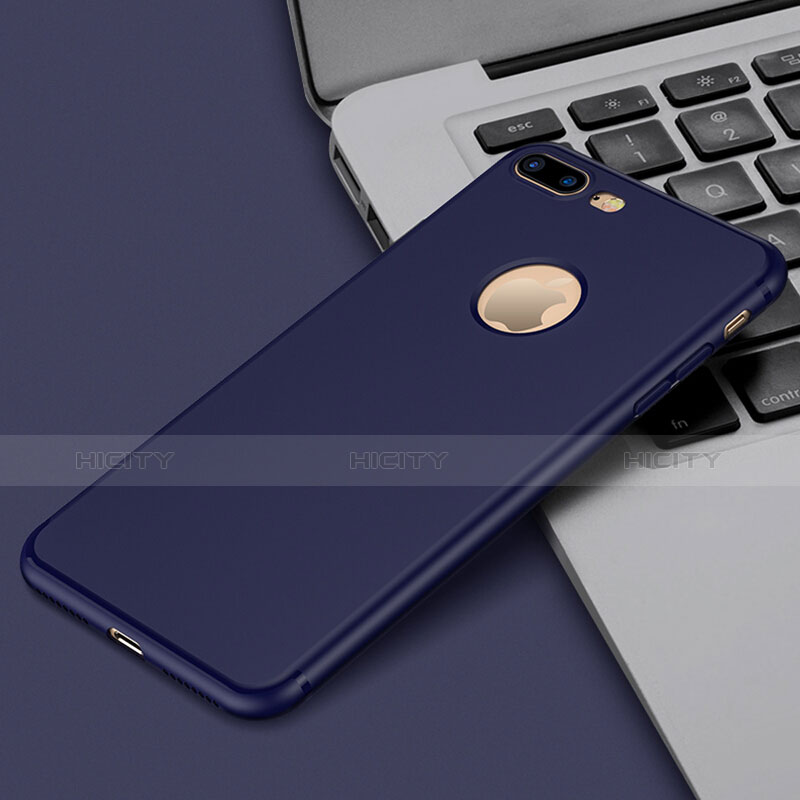 Cover Silicone Morbida Lucido con Foro per Apple iPhone 7 Plus Blu