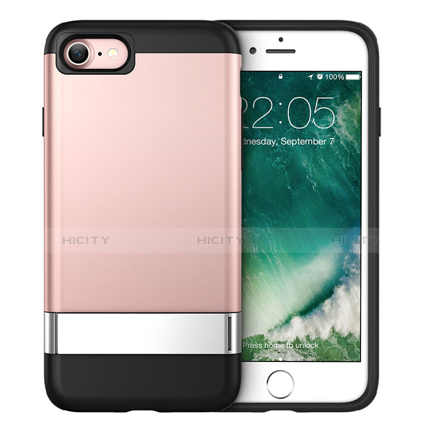 Cover Silicone Morbida Lucido con Supporto per Apple iPhone SE (2020) Rosa