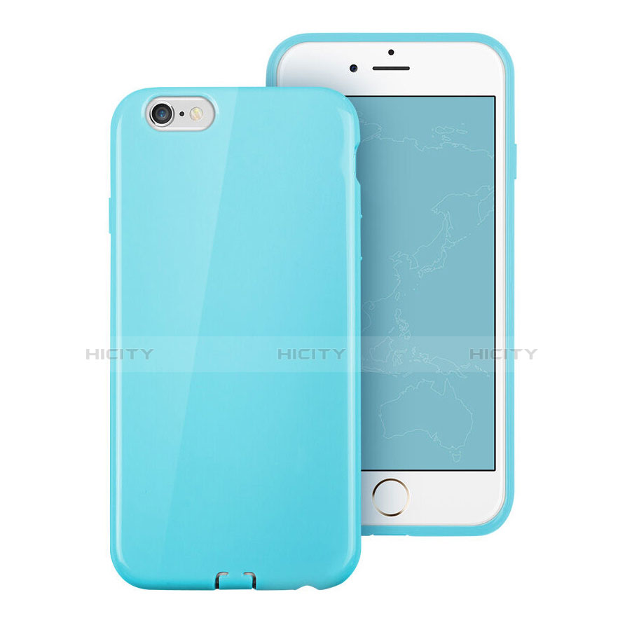 Cover Silicone Morbida Lucido per Apple iPhone 6 Plus Cielo Blu