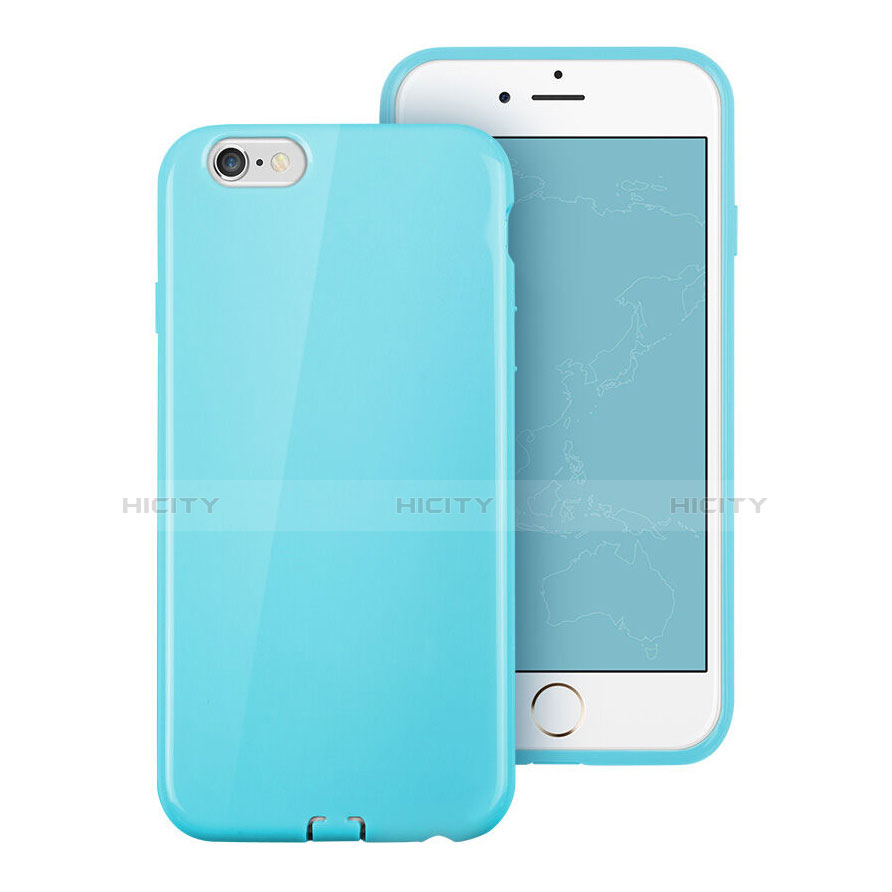 Cover Silicone Morbida Lucido per Apple iPhone 6S Cielo Blu