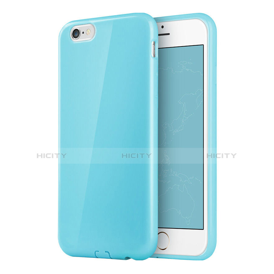 Cover Silicone Morbida Lucido per Apple iPhone 6S Cielo Blu