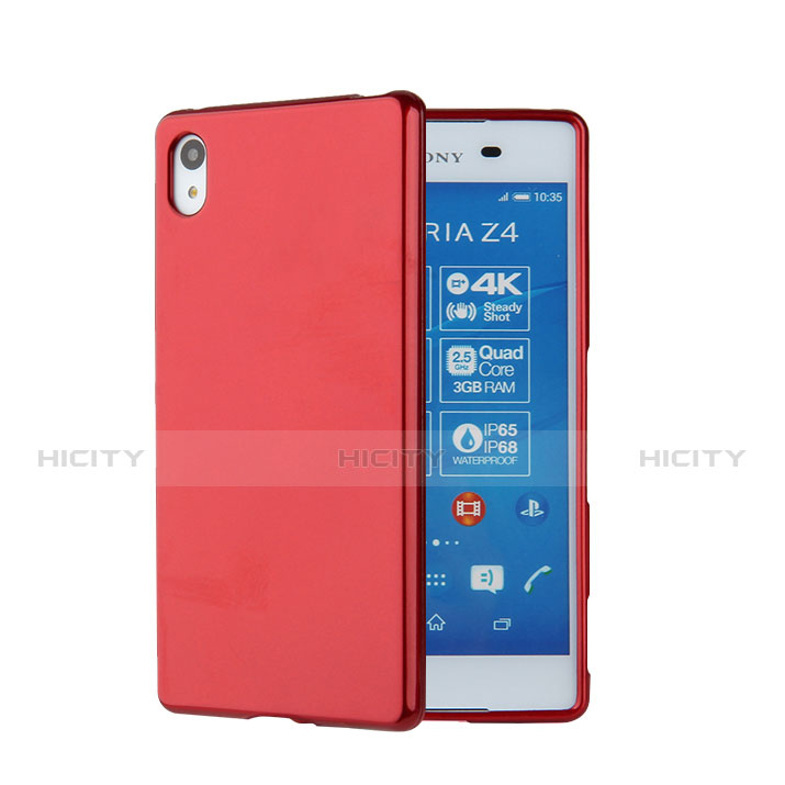 Cover Silicone Morbida Lucido per Sony Xperia Z4 Rosso
