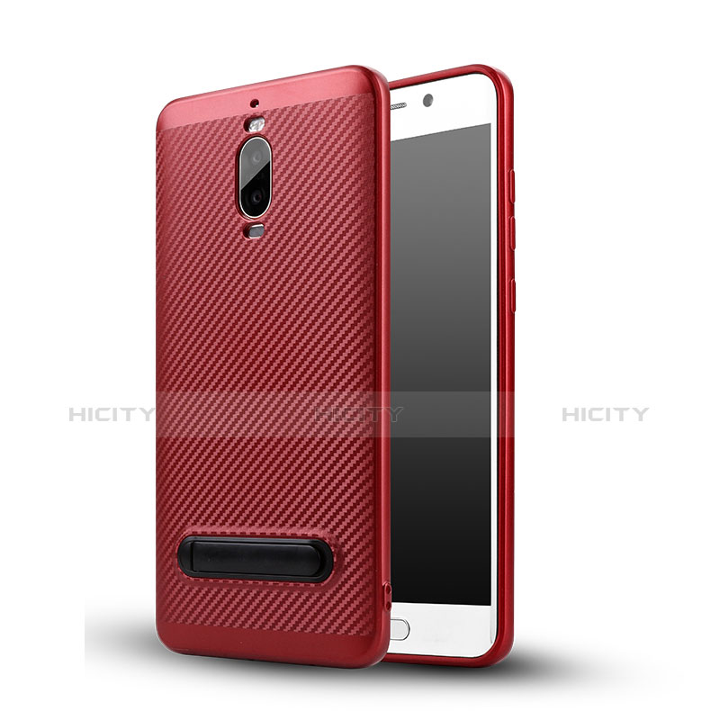 Cover Silicone Morbida Spigato con Supporto per Huawei Mate 9 Pro Rosso