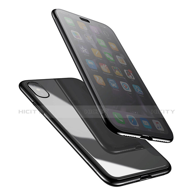 Cover Silicone Trasparente A Flip Morbida per Apple iPhone X Grigio