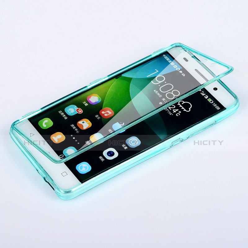 Cover Silicone Trasparente A Flip Morbida per Huawei G Play Mini Cielo Blu