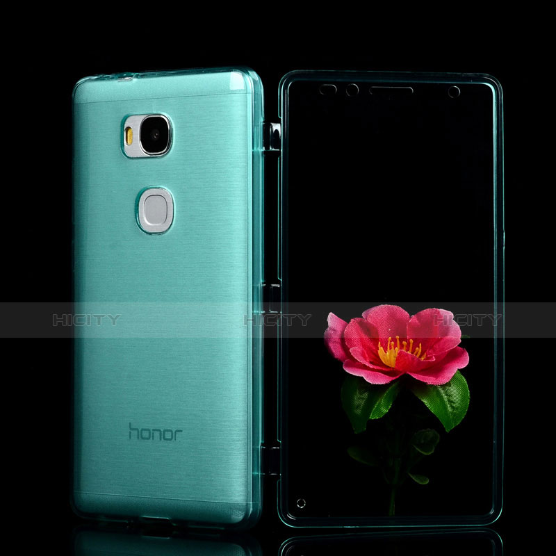 Cover Silicone Trasparente A Flip Morbida per Huawei GR5 Cielo Blu