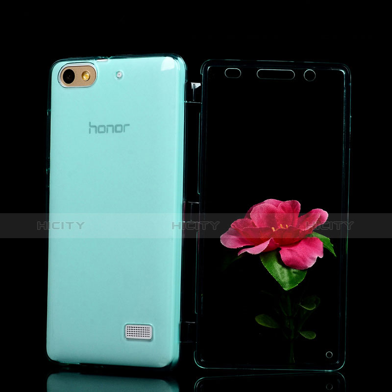Cover Silicone Trasparente A Flip Morbida per Huawei Honor 4C Cielo Blu