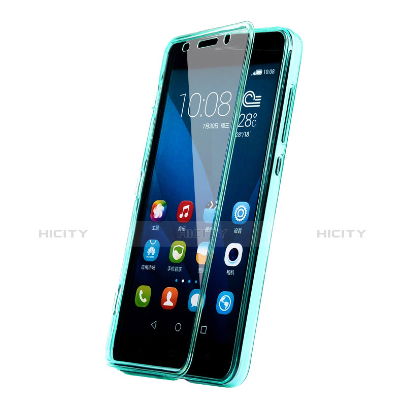 Cover Silicone Trasparente A Flip Morbida per Huawei Honor 4X Cielo Blu