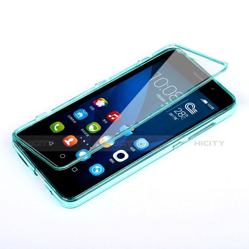 Cover Silicone Trasparente A Flip Morbida per Huawei Honor 4X Cielo Blu
