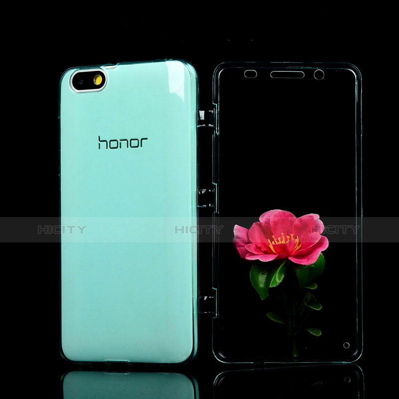 Cover Silicone Trasparente A Flip Morbida per Huawei Honor 4X Cielo Blu