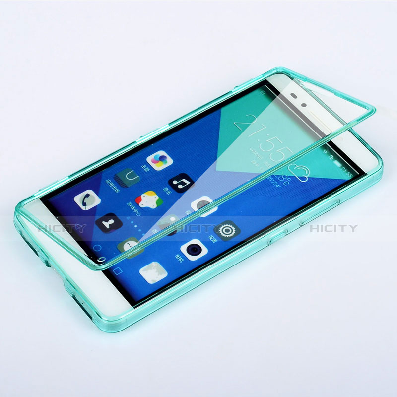 Cover Silicone Trasparente A Flip Morbida per Huawei Honor 7 Cielo Blu