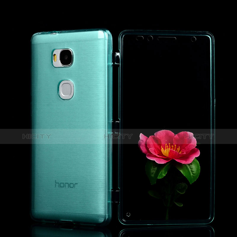 Cover Silicone Trasparente A Flip Morbida per Huawei Honor X5 Cielo Blu
