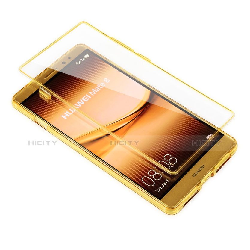 Cover Silicone Trasparente A Flip Morbida per Huawei Mate 8 Oro