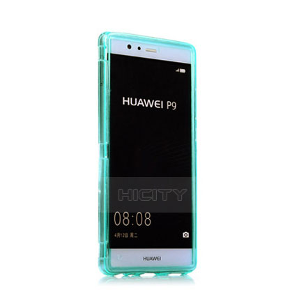 Cover Silicone Trasparente A Flip Morbida per Huawei P9 Cielo Blu