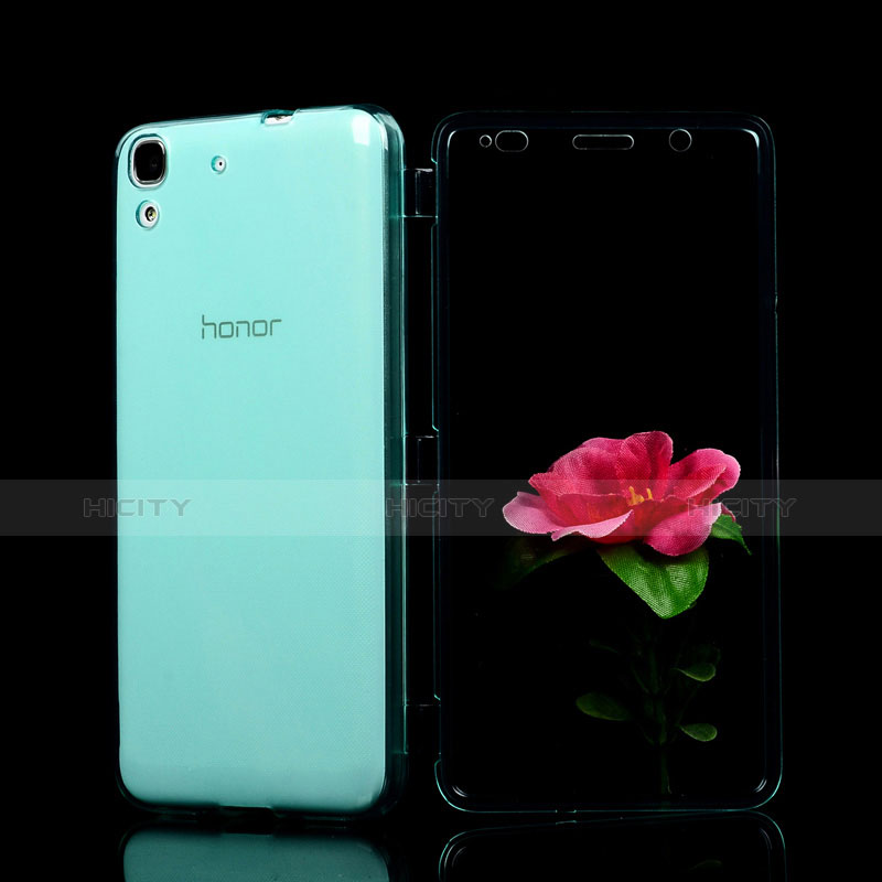 Cover Silicone Trasparente A Flip Morbida per Huawei Y6 Blu