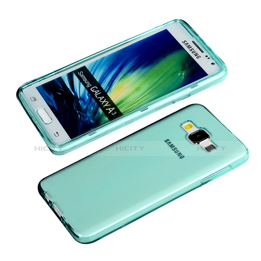 Cover Silicone Trasparente A Flip Morbida per Samsung Galaxy A3 Duos SM-A300F Blu