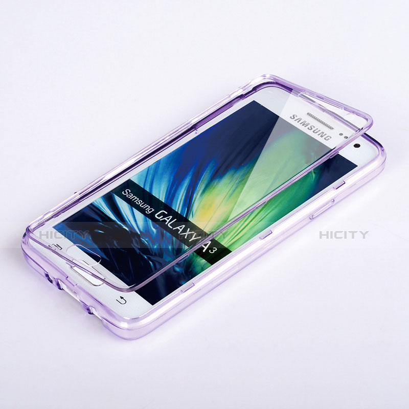 Cover Silicone Trasparente A Flip Morbida per Samsung Galaxy A3 Duos SM-A300F Viola
