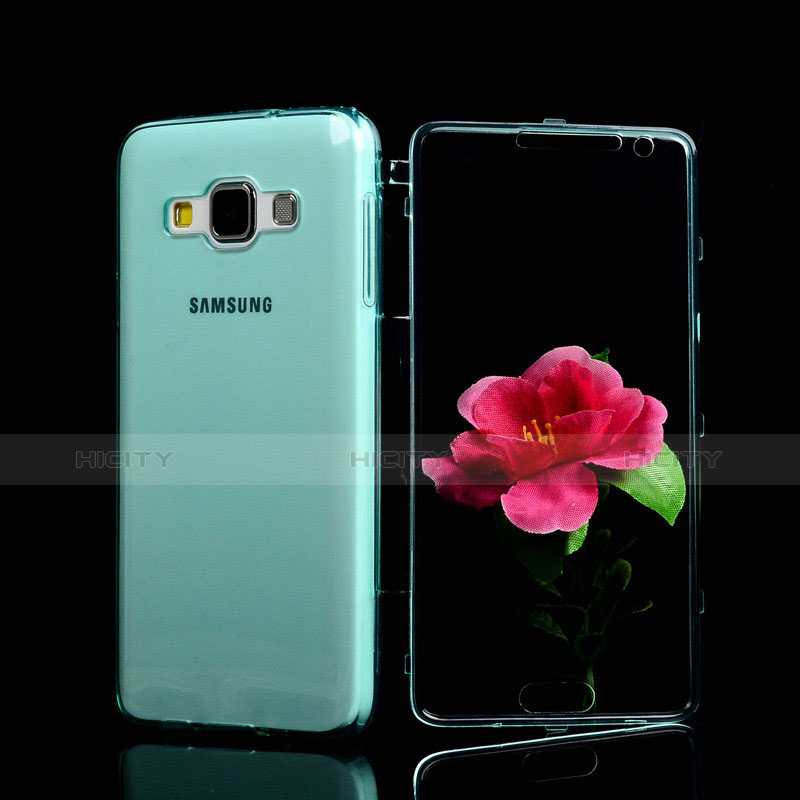 Cover Silicone Trasparente A Flip Morbida per Samsung Galaxy A3 SM-300F Blu