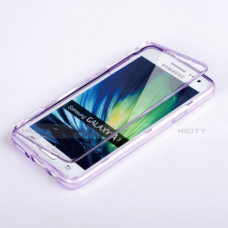 Cover Silicone Trasparente A Flip Morbida per Samsung Galaxy A3 SM-300F Viola