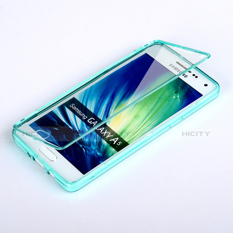 Cover Silicone Trasparente A Flip Morbida per Samsung Galaxy A5 Duos SM-500F Cielo Blu