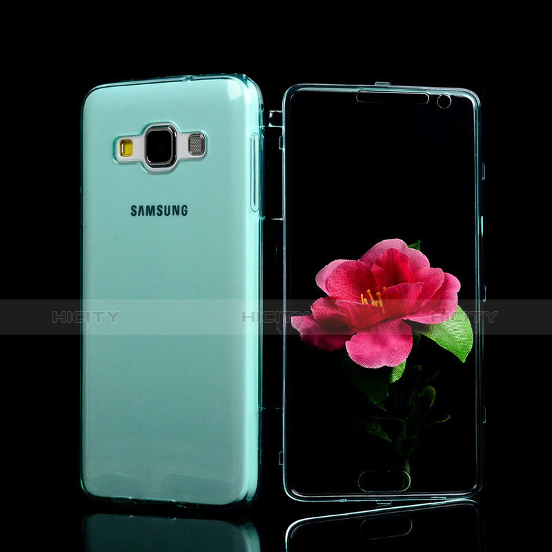 Cover Silicone Trasparente A Flip Morbida per Samsung Galaxy DS A300G A300H A300M Blu