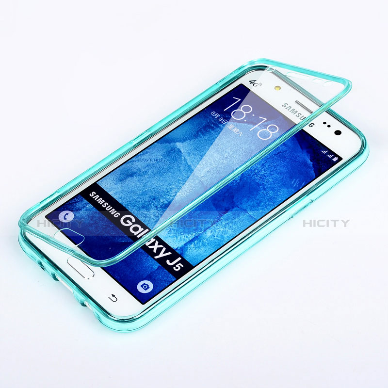 Cover Silicone Trasparente A Flip Morbida per Samsung Galaxy J5 SM-J500F Cielo Blu