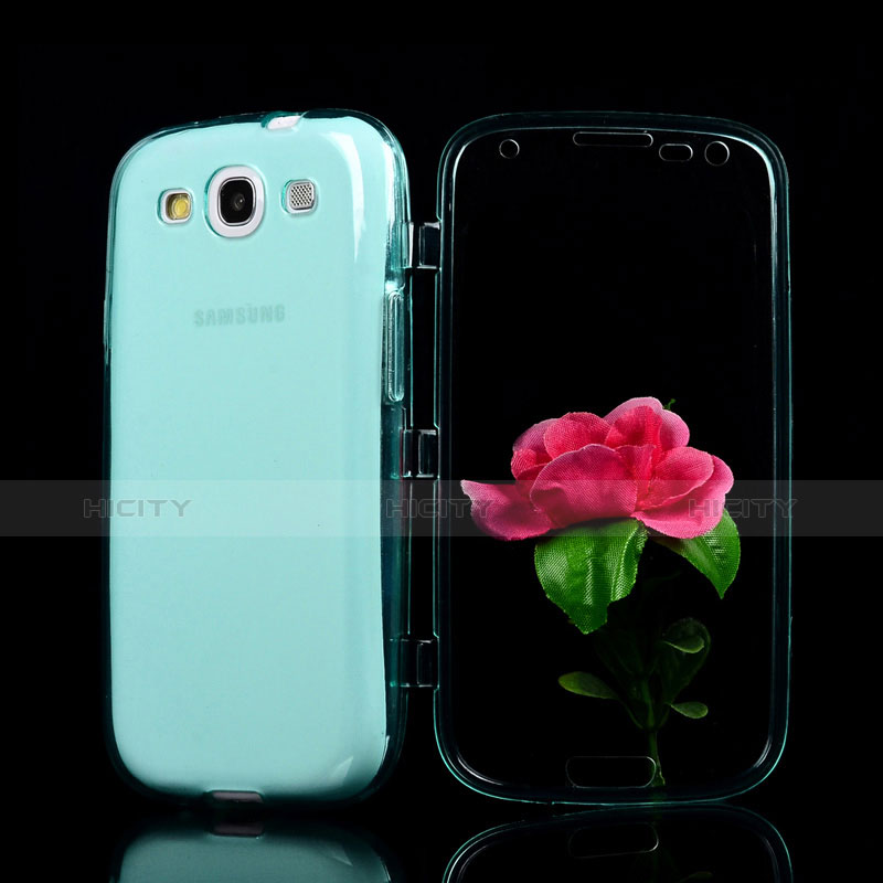 Cover Silicone Trasparente A Flip Morbida per Samsung Galaxy S3 4G i9305 Cielo Blu