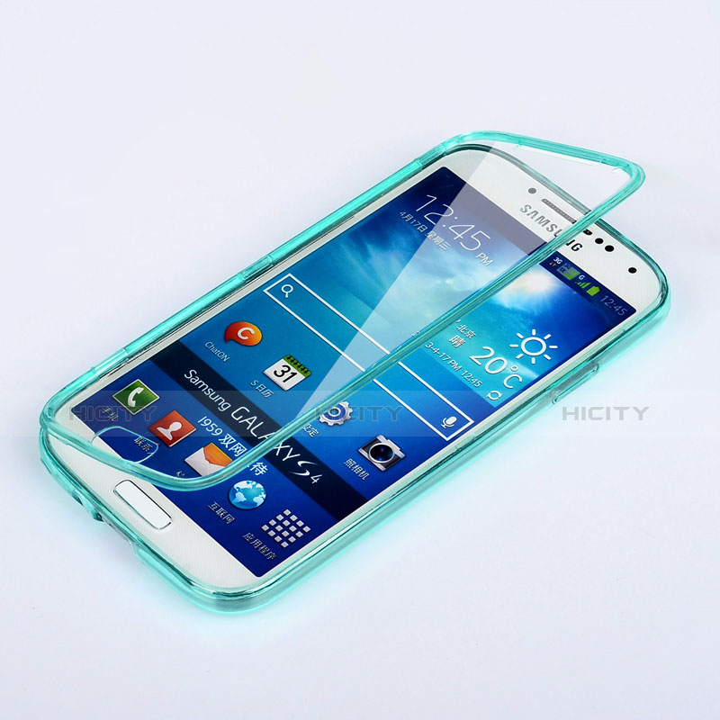 Cover Silicone Trasparente A Flip Morbida per Samsung Galaxy S4 IV Advance i9500 Cielo Blu