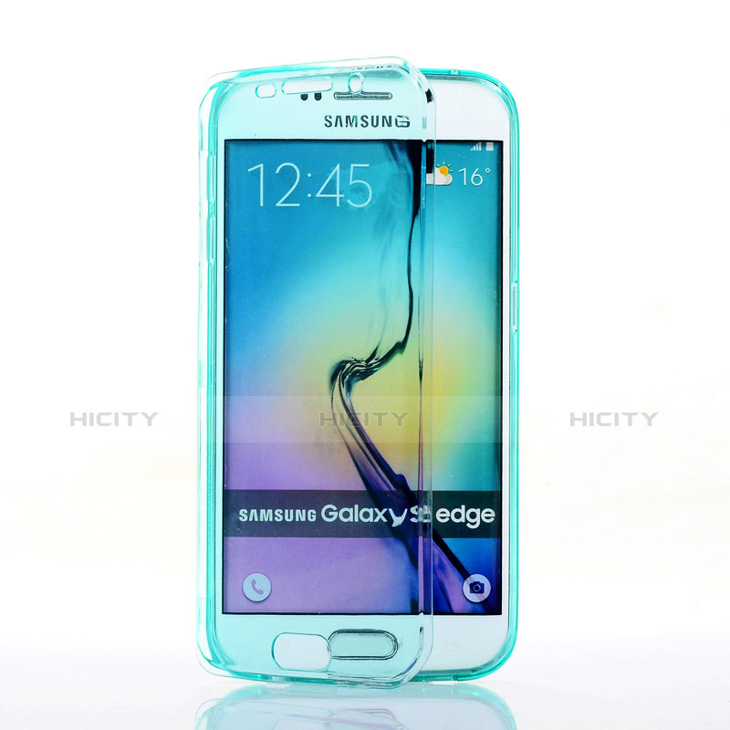 Cover Silicone Trasparente A Flip Morbida per Samsung Galaxy S6 Edge SM-G925 Blu