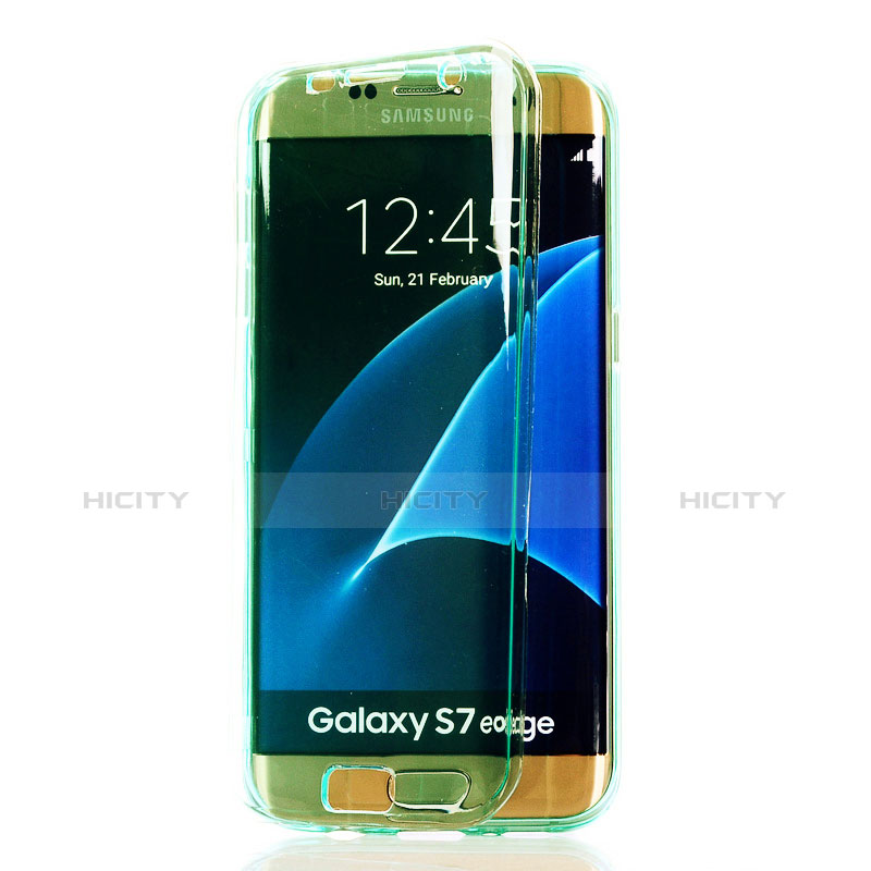 Cover Silicone Trasparente A Flip Morbida per Samsung Galaxy S7 Edge G935F Cielo Blu