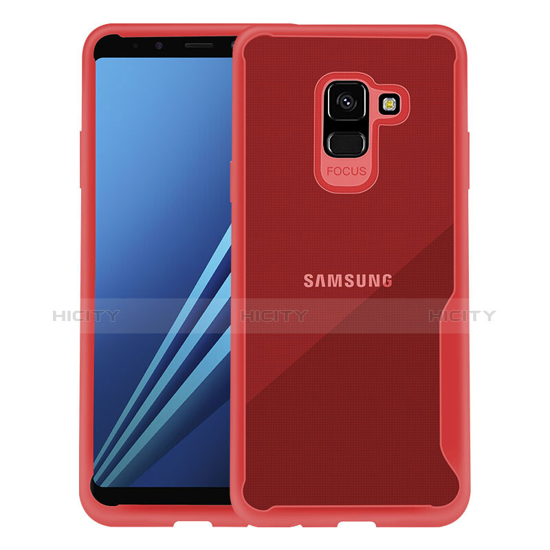 Cover Silicone Trasparente Laterale per Samsung Galaxy A8+ A8 Plus (2018) A730F Rosso
