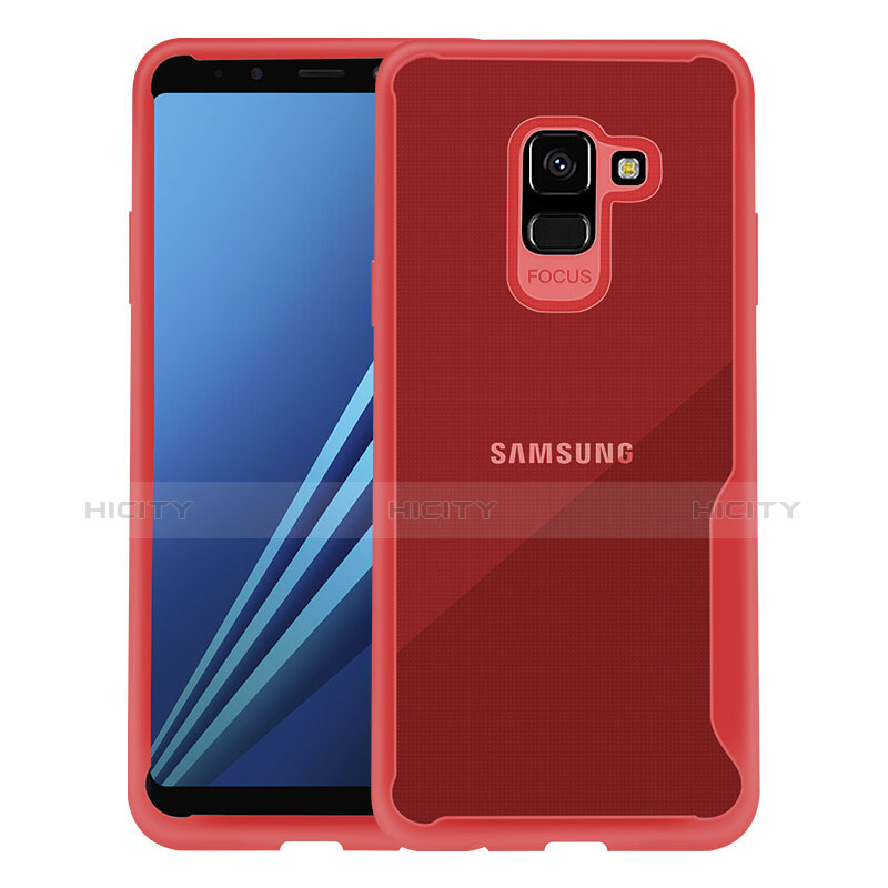 Cover Silicone Trasparente Laterale per Samsung Galaxy A8+ A8 Plus (2018) Duos A730F Rosso