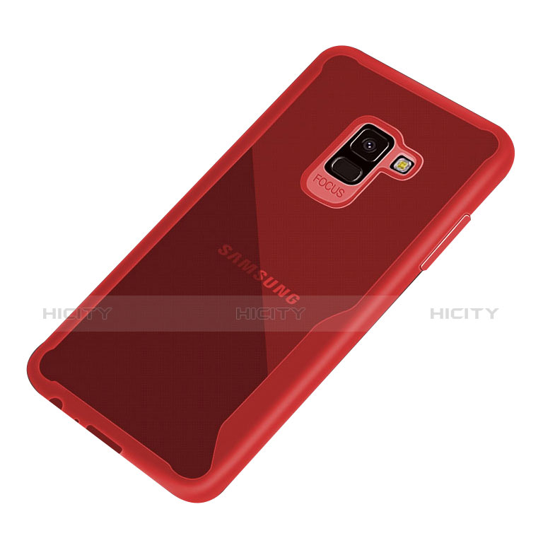 Cover Silicone Trasparente Laterale per Samsung Galaxy A8+ A8 Plus (2018) Duos A730F Rosso