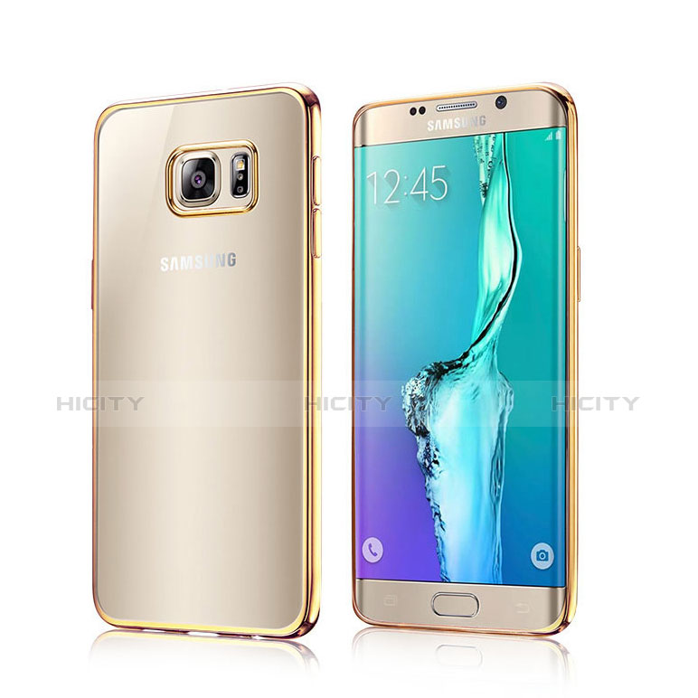 Cover Silicone Trasparente Laterale per Samsung Galaxy S6 Edge SM-G925 Oro