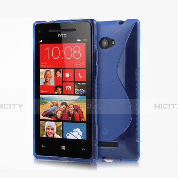 Cover Silicone Trasparente Morbida S-Line per HTC 8X Windows Phone Blu