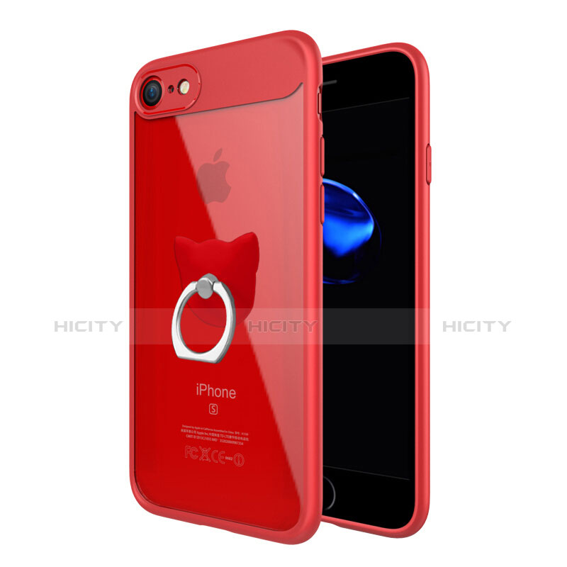 Cover Silicone Trasparente Opaca Laterale B01 per Apple iPhone 7 Plus Rosso