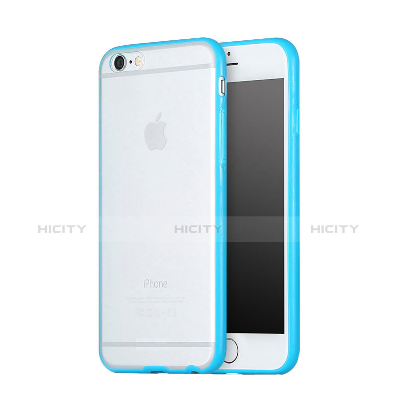 Cover Silicone Trasparente Opaca Laterale per Apple iPhone 6 Blu